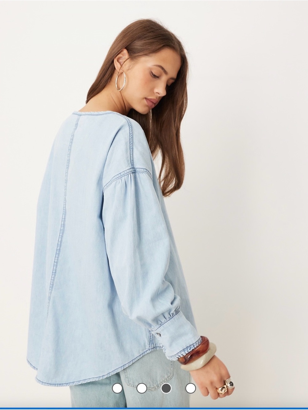 WE THE FREE free people oversized Women's S Denim Top Casual shirt fit S M L